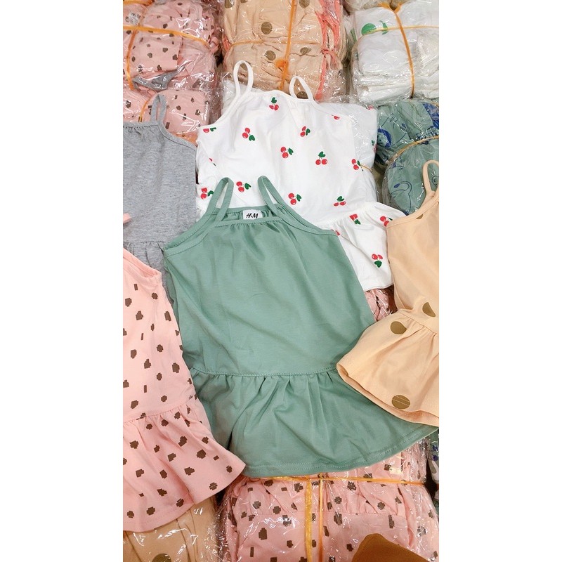 Váy bé gái, sét váy 2 dây đuôi cá cho bé gái chất cotton hàng HM xuất dư ZG Boutique size từ 8 đến 20kg