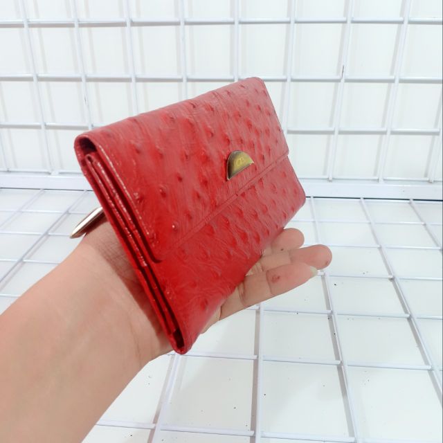 Ví cầm tay da thật dập vân đà điểu secondhand - LỖi