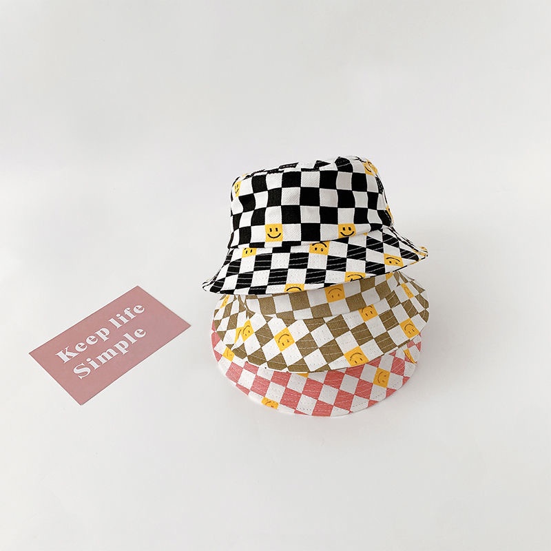 Nón Tai Bèo Vành Rộng Sọc Ca Rô Đen Trắng Phong Cách Hàn Quốc Xinh Xắn Dành Cho Bé