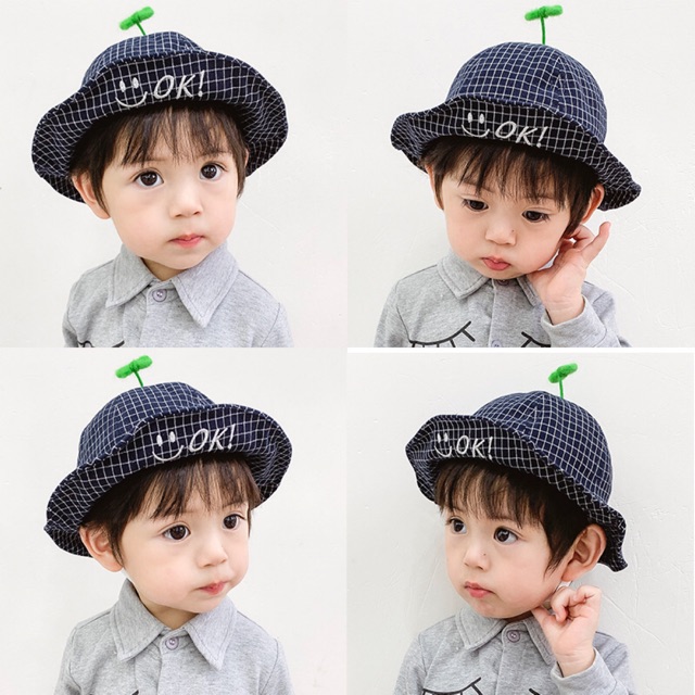 Mũ vành kẻ mầm cho bé từ 1-3 tuổi