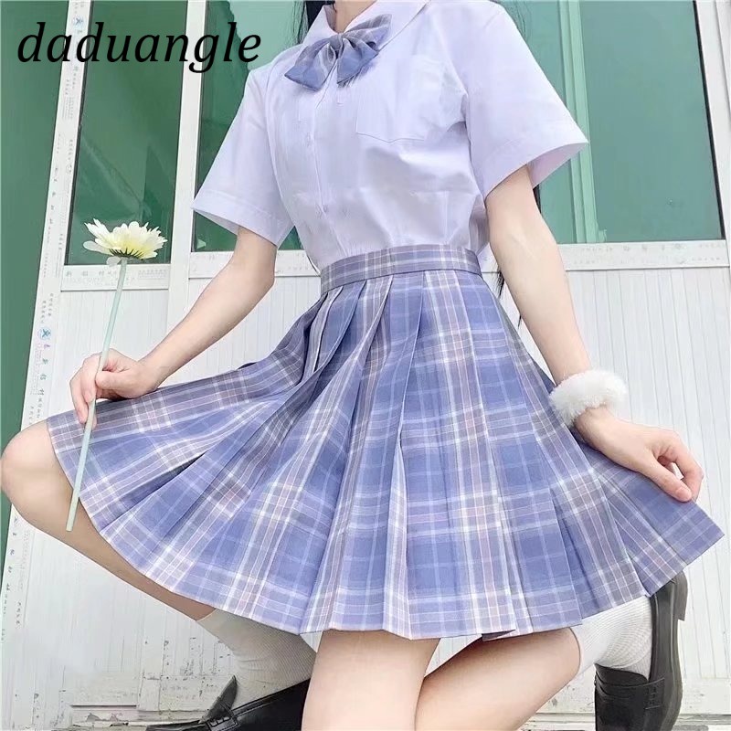 Daduhey Chân váy xếp li 2022 phong cách JK phối đồng phục thời trang nữ