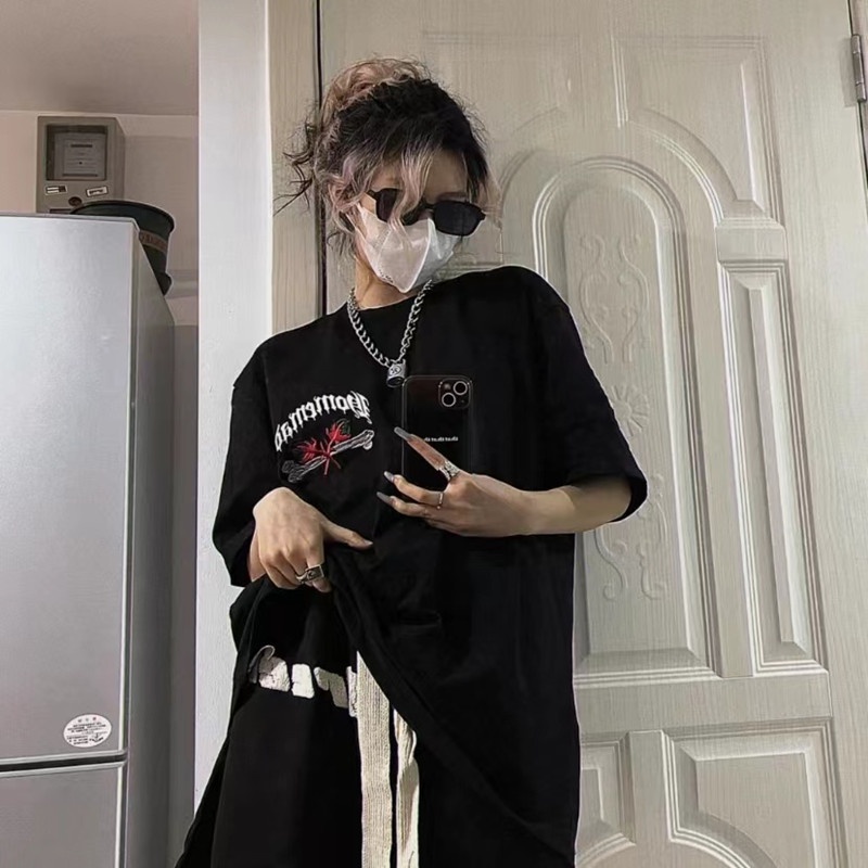 SUXI Áo Thun Tay Ngắn Cổ Tròn Dáng Rộng In Họa Tiết Phong Cách Hàn Quốc Cho Nữ