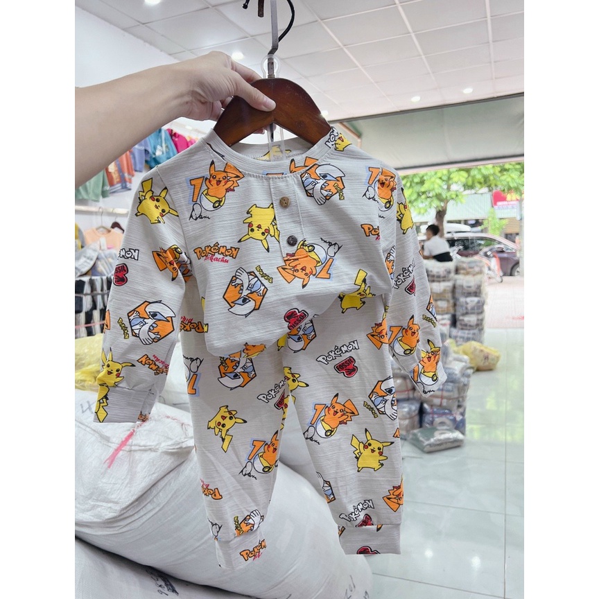 Bộ coton dài tay hoạt hình cho bé trai