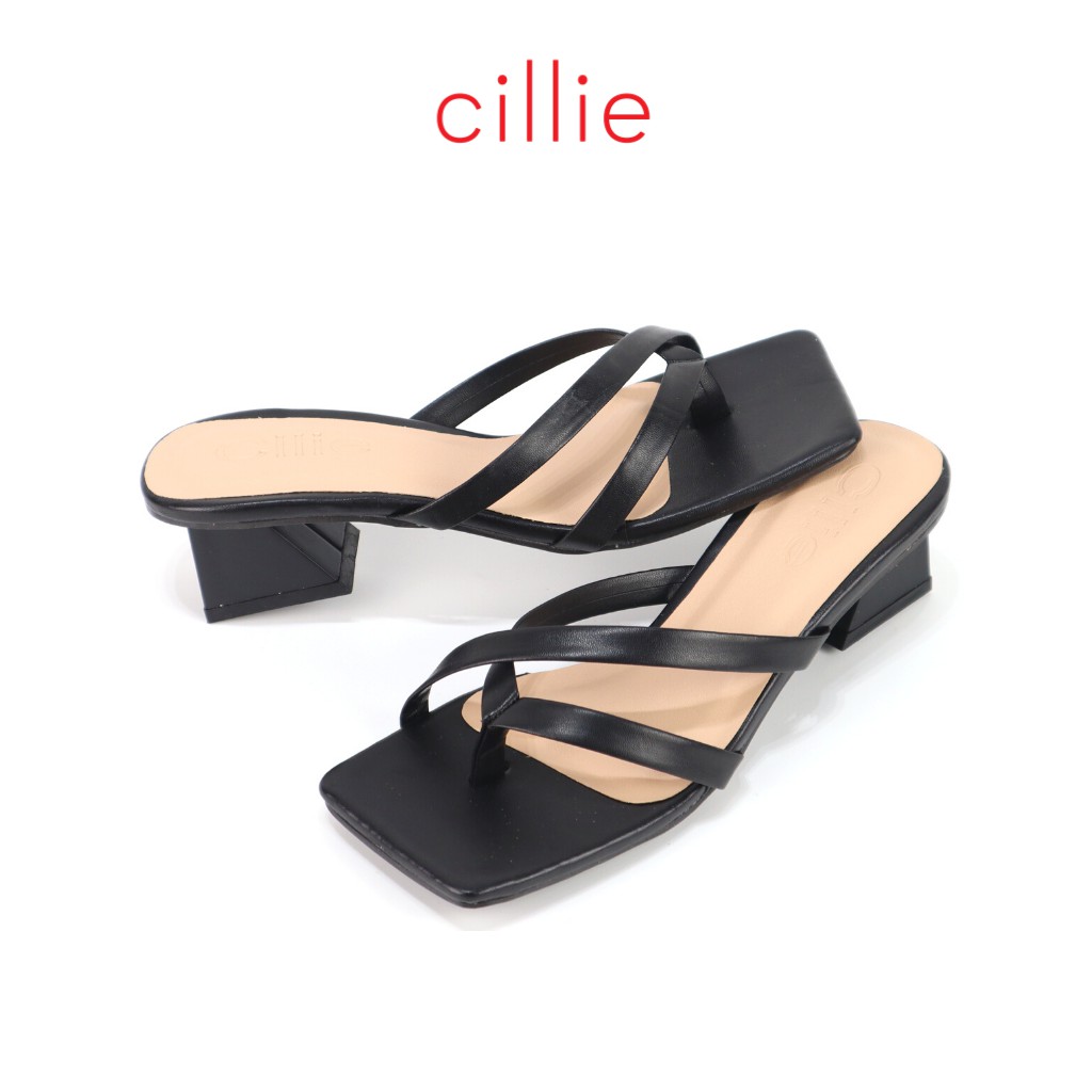Guốc nữ cao gót mũi vuông xỏ ngón phối dây mang đi làm đi chơi dạo phố Cillie 2002