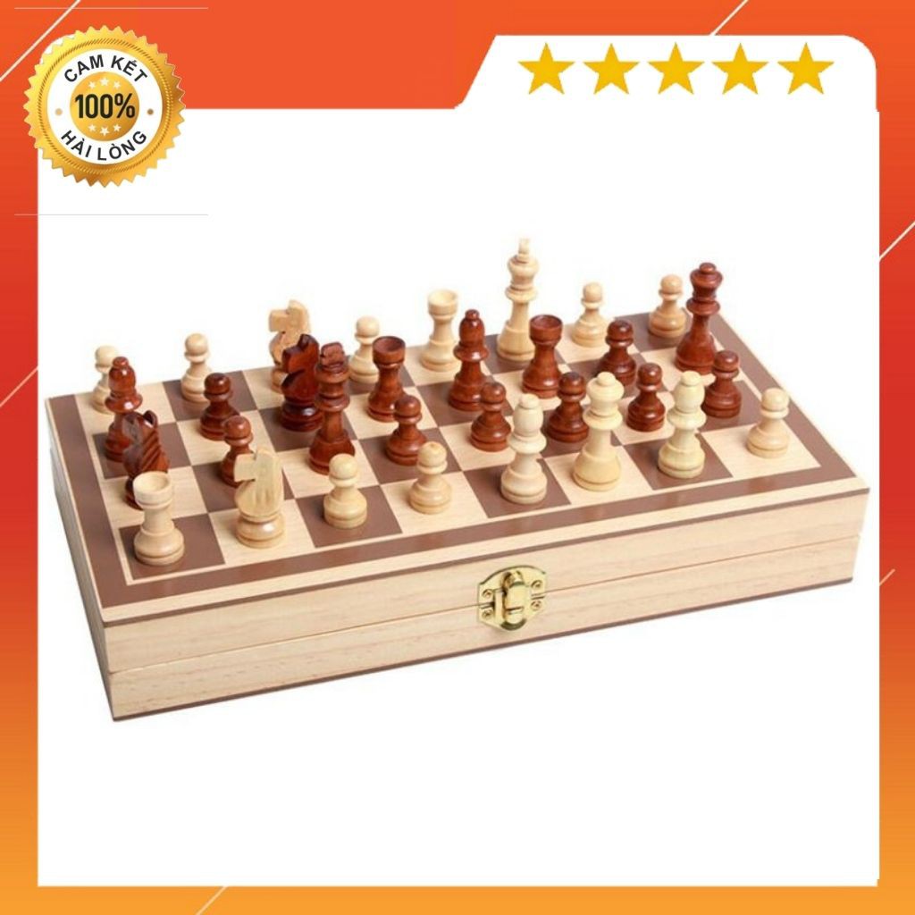 [Mã 11LSSALE giảm 100% đơn 50k] Bộ Cờ Vua Cho Bé Luyện Trí Não - Có Hộp Đựng Và Làm Bàn Cờ