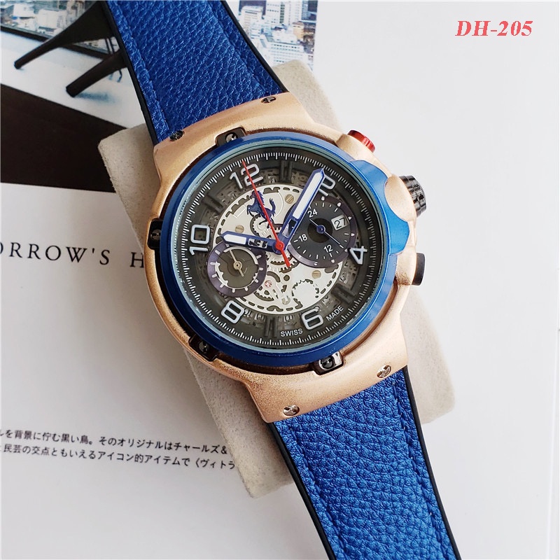 Đồng hồ nam HL-42mm mặt tròn kiểu dáng thể thao dây da chống nước cao cấp DH205 Shop010