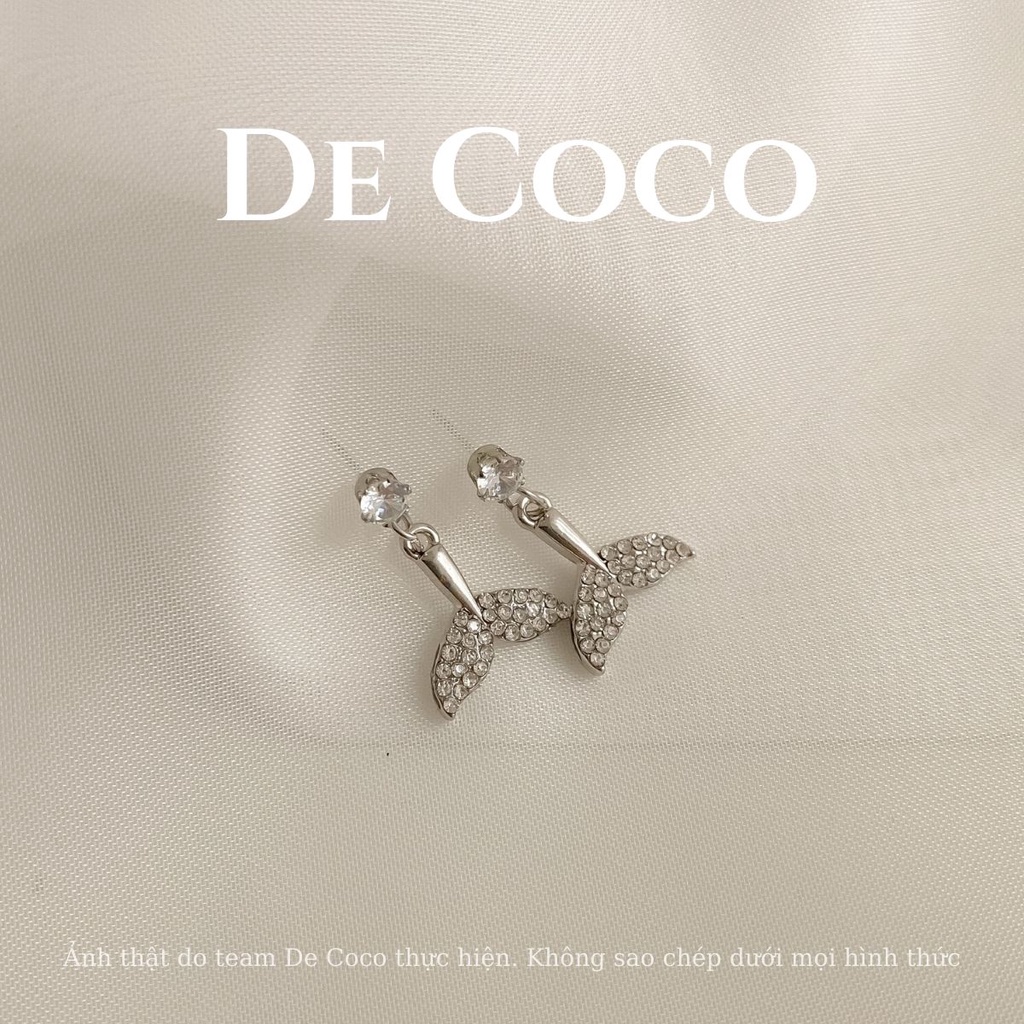 Bông tai tròn đính đá mix hạt trai đuôi cá Ariel decoco.accessories