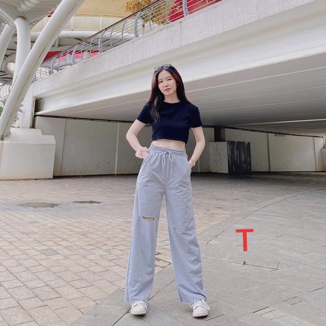 Sét áo crt quần suông rách TTN876