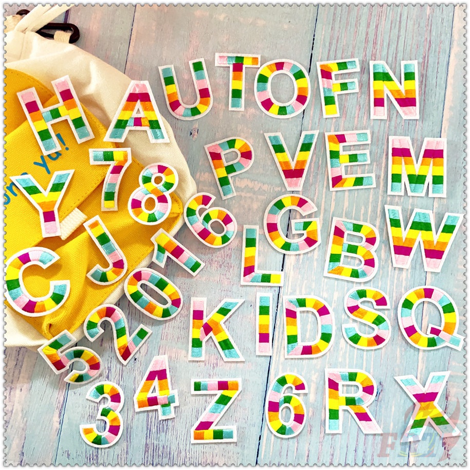 ❣️ Sticker Ủi Hình Chữ Cái Tiếng Anh Màu Cầu Vồng ❣️1 Miếng Dán Ủi Lên Quần Áo