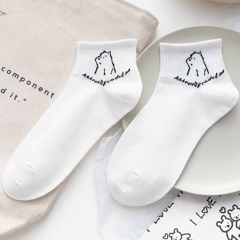 Tất nữ họa tiết hình con vật đáng yêu co dãn thấm hút mồ hôi