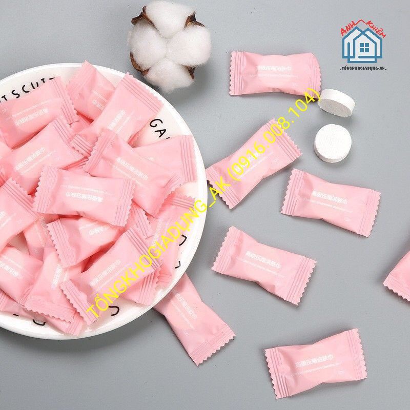 KHĂN GIẤY NÉN DẠNG VIÊN KẸO BỎ TÚI DU LỊCH TIỆN LỢI (b6)