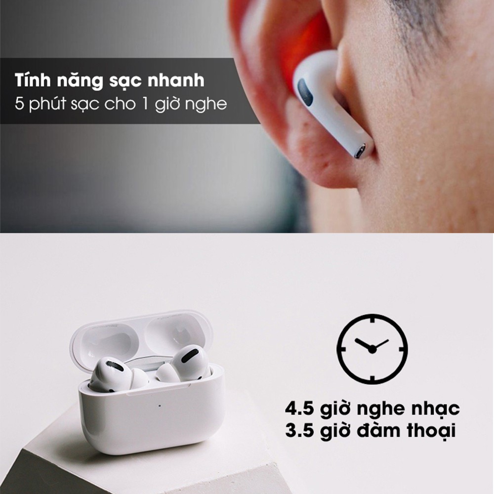 Tai nghe Airpods 2, Airpods Pro Bluetooth 5.0 - Sạc Không Dây - Cảm biến tháo tai dừng nhạc, pin 5h, Bảo hành 1 đổi 1