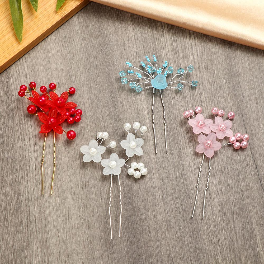 ORIENTLII Trâm Cài Tóc Chữ U Hình Hoa Đính Pha Lê 1 Cái