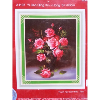 Tranh thêu chữ thập bình hồng A1107