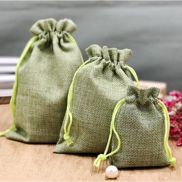 Túi Dây Rút Đựng Quà Giáng Sinh/Sinh Nhật Bằng Vải Lanh
