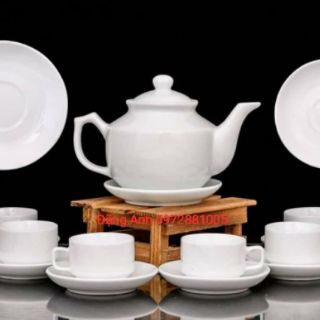 Bộ ấm chén trắng MINH LONG Bát Tràng
