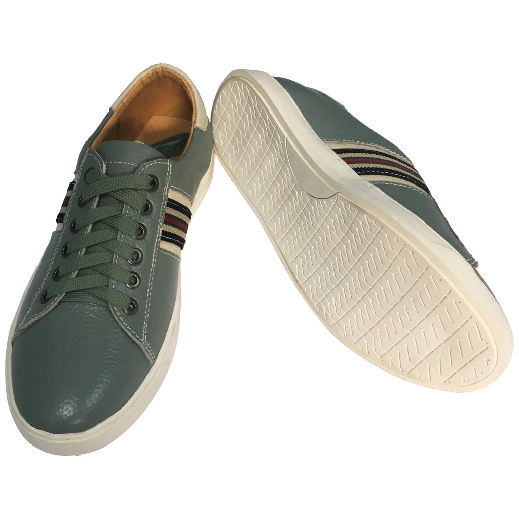 Giày da nam màu xanh dương/xanh ngọc/trắng sữa -dáng thể thao buộc dây-Tặng 1 hộp Xi đánh giày Hàn Quốc+1 đôi lót giày