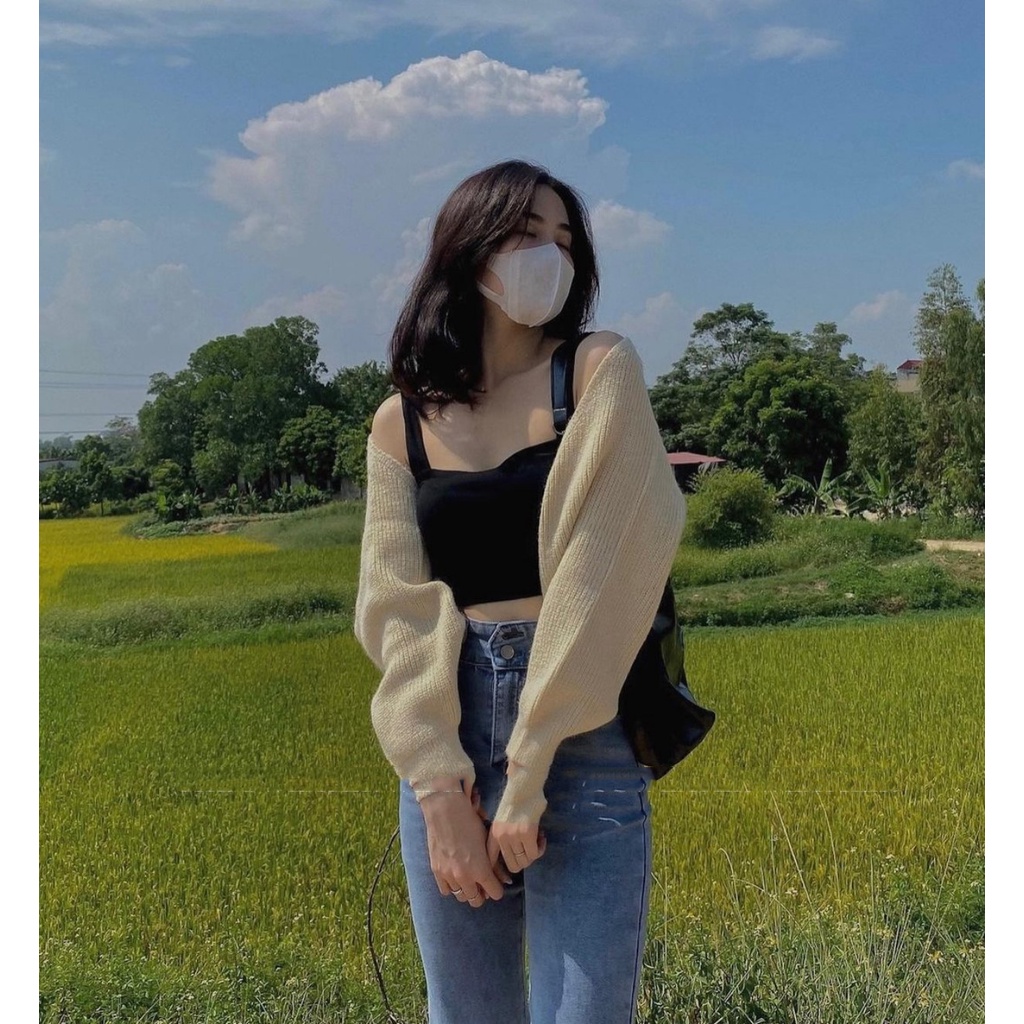 Áo khoác len Croptop - Áo cardigan len tay bồng Daski | BigBuy360 - bigbuy360.vn