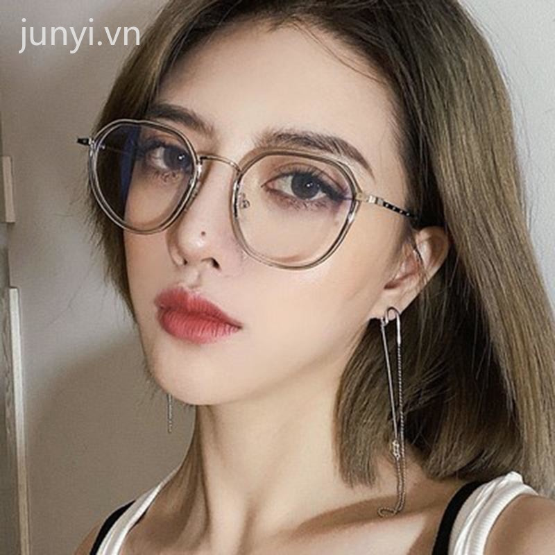 Mắt Kính Gọng Tròn Chống Tia Sáng Xanh Trong Suốt Thời Trang Hàn Quốc Cổ Điển Cho Nam Và Nữ