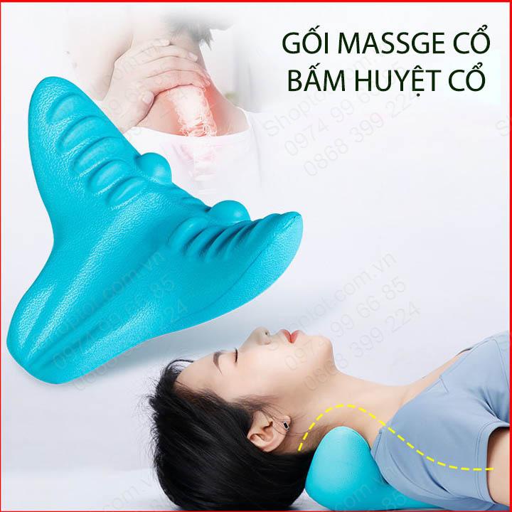 Gối massage kiêm bấm huyệt, nắn chỉnh cổ vai gáy, làm bằng nhựa mềm êm