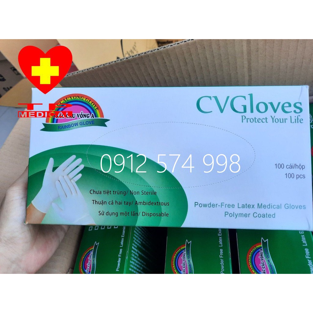 Găng tay cao su y tế CVGlove  Không bột (100 chiếc/hộp)-Loại Dày, dai