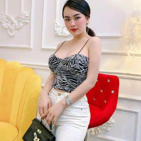 Áo 2 dây mod ngực hoa văn rằn ri cực hot