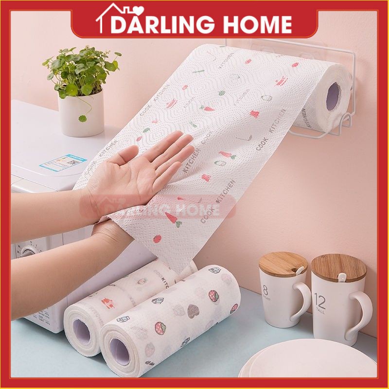 [VIP] Cuộn Giấy Lau Tay, Lau Nhà Bếp In Họa Tiết Trắng Đa Năng