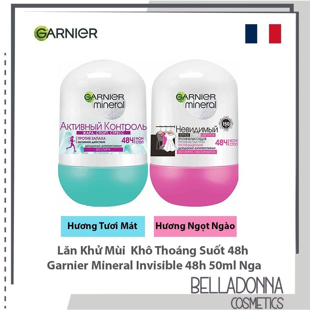 Lăn Khử Mùi  Khô Thoáng Suốt 48h Garnier Mineral Invisible 48h 50ml Nga