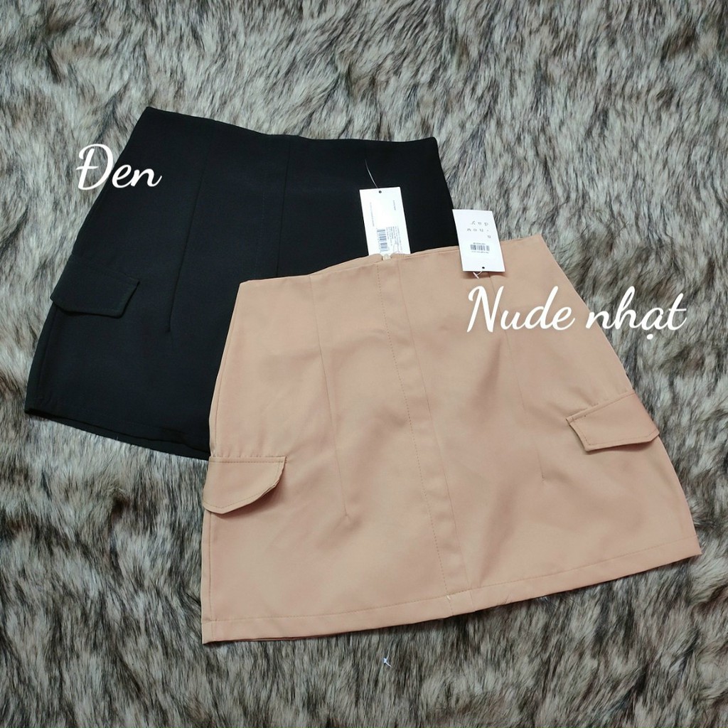 [RẺ VÔ ĐỊCH] Chân Váy túi giả form chữ A 3 màu đen, nude nhạt và nude đậm KÈM HÌNH THẬT UK261220