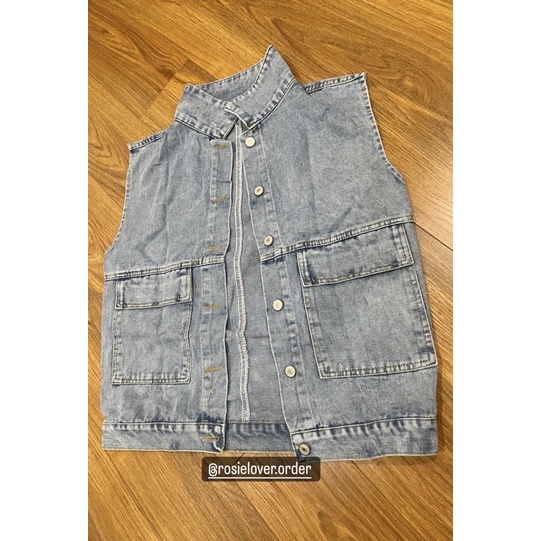 Áo khoác jean denim tay ngắn sát nách oversize - Order taobao quảng châu