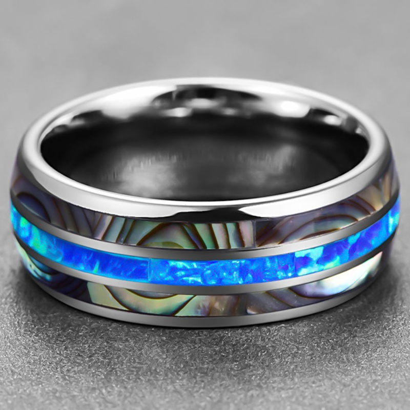 flowersqueen Nhẫn Đính Hôn Bằng Thép Titanium 8mm Cho Nam
