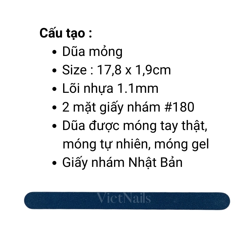 1 Cây Dũa Móng Tay Mỏng Lõi Nhựa Đen Cao Cấp-Dũa Nhám Dài 17,8cm