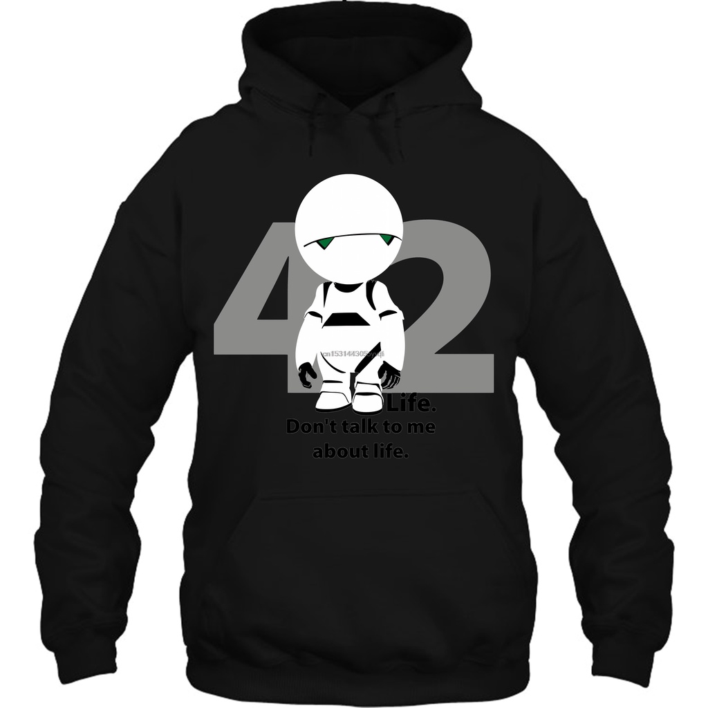 Áo Hoodie Màu Đen Họa Tiết The Hitchhikers Comedy Guide Galaxy Marvin Cho Nam Nữ Size S 3Xl