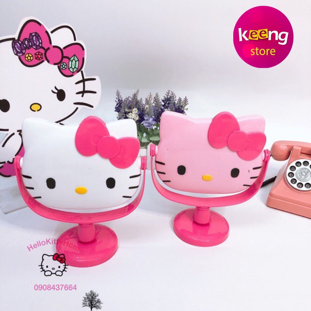 Gương bàn đầu mèo Hello Kitty