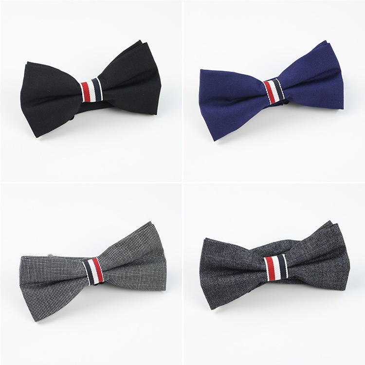 Cà Vạt Nơ Cotton Ba Màu Đen Xám Phong Cách Hàn Quốc Cho Nam