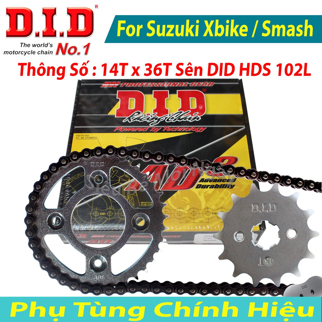 Bộ Nhông Sên Dĩa DID SUZUKI Xbike, Smash Xăng Cơ Sên DID 9ly Thái Lan