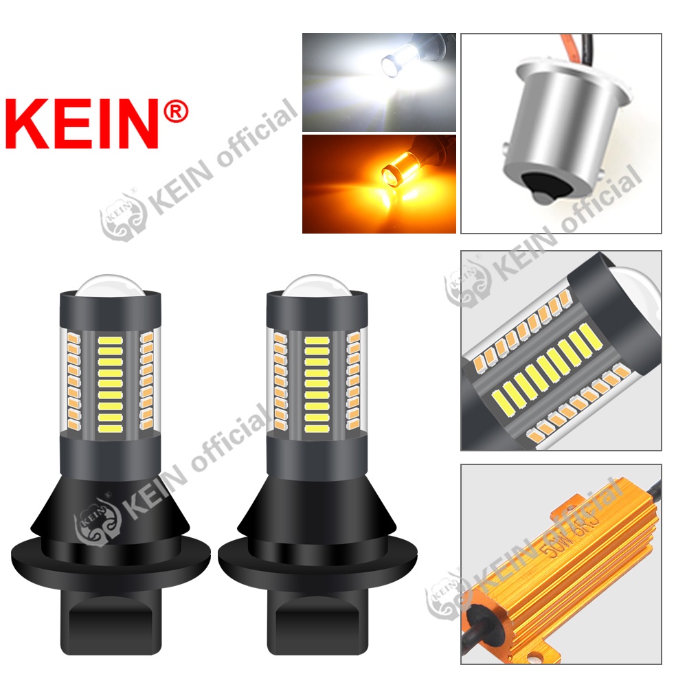 KEIN Set 2 đèn LED báo rẽ hai màu T20 1156 4014 66SMD 3156 sử dụng ban ngày cho xe hơi