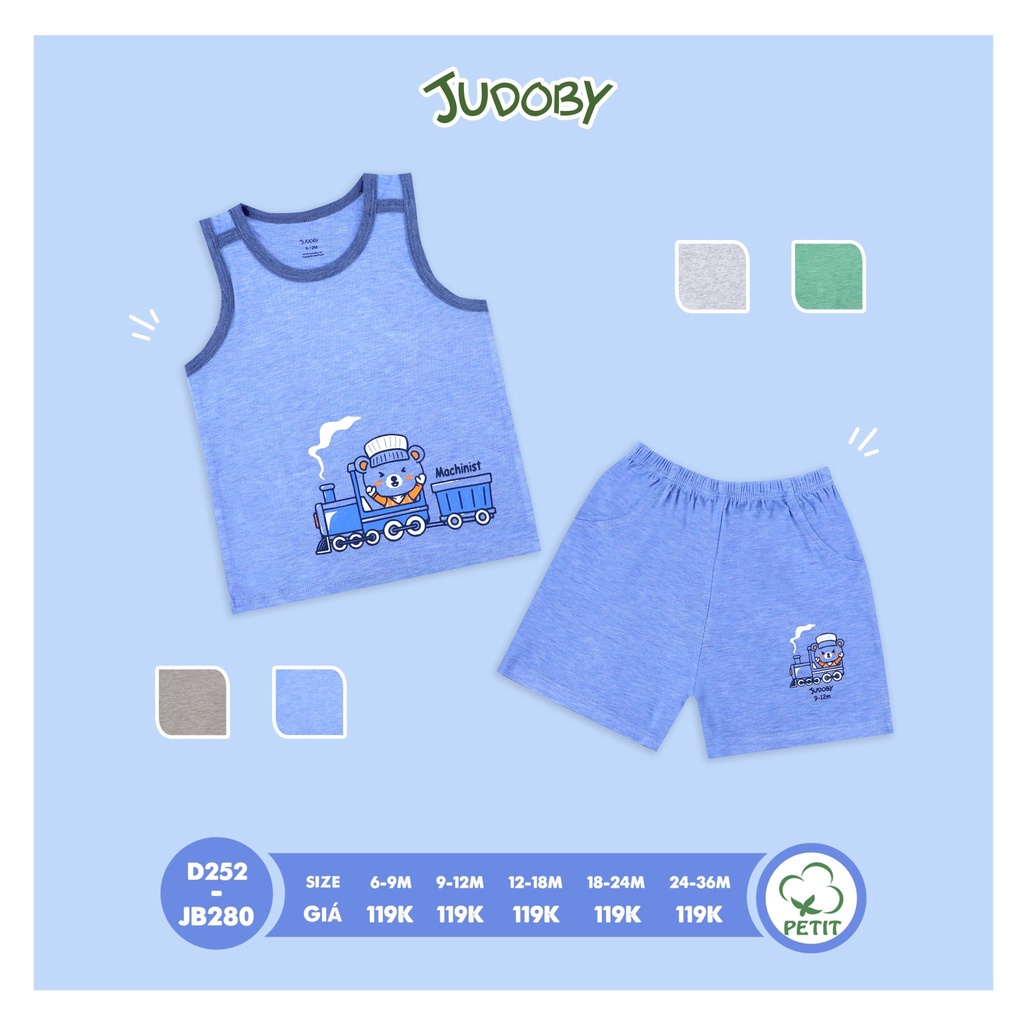 9-36M Bộ ba lỗ bé trai petit mềm mát Judoby JB280