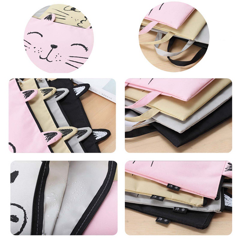 1 túi đựng tài liệu khổ A4 bằng vải oxford có khóa kéo họa tiết hoạt hình dễ thương