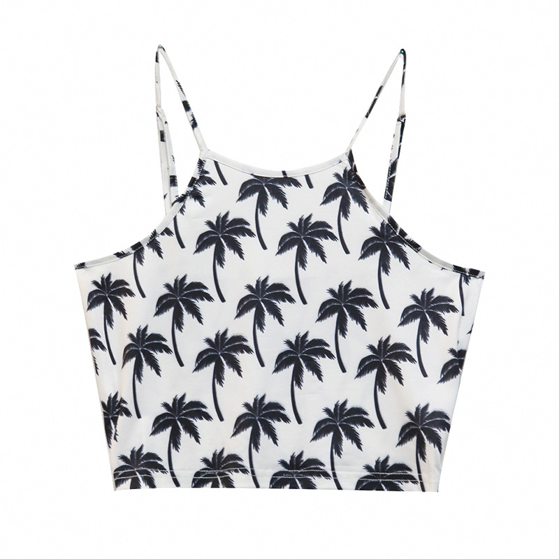 Áo lửng hai dây in họa tiết cây lá gợi cảm dành cho nữ