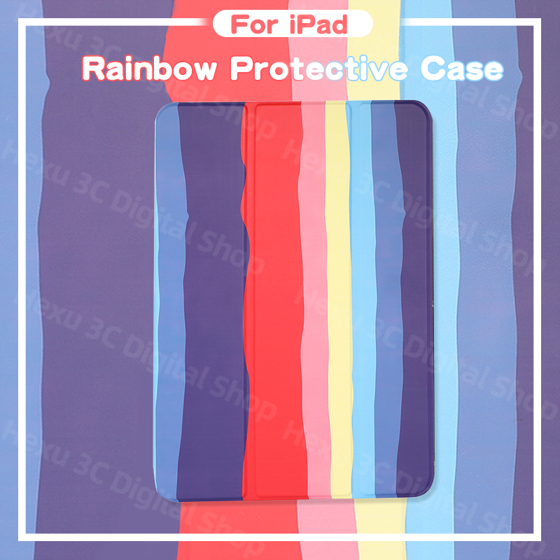 TRI Ốp Lưng Silicone Họa Tiết Cầu Vồng Có Thể Gập Lại Cho Ipad Pro 12.9 Inch 2020 4th Gen