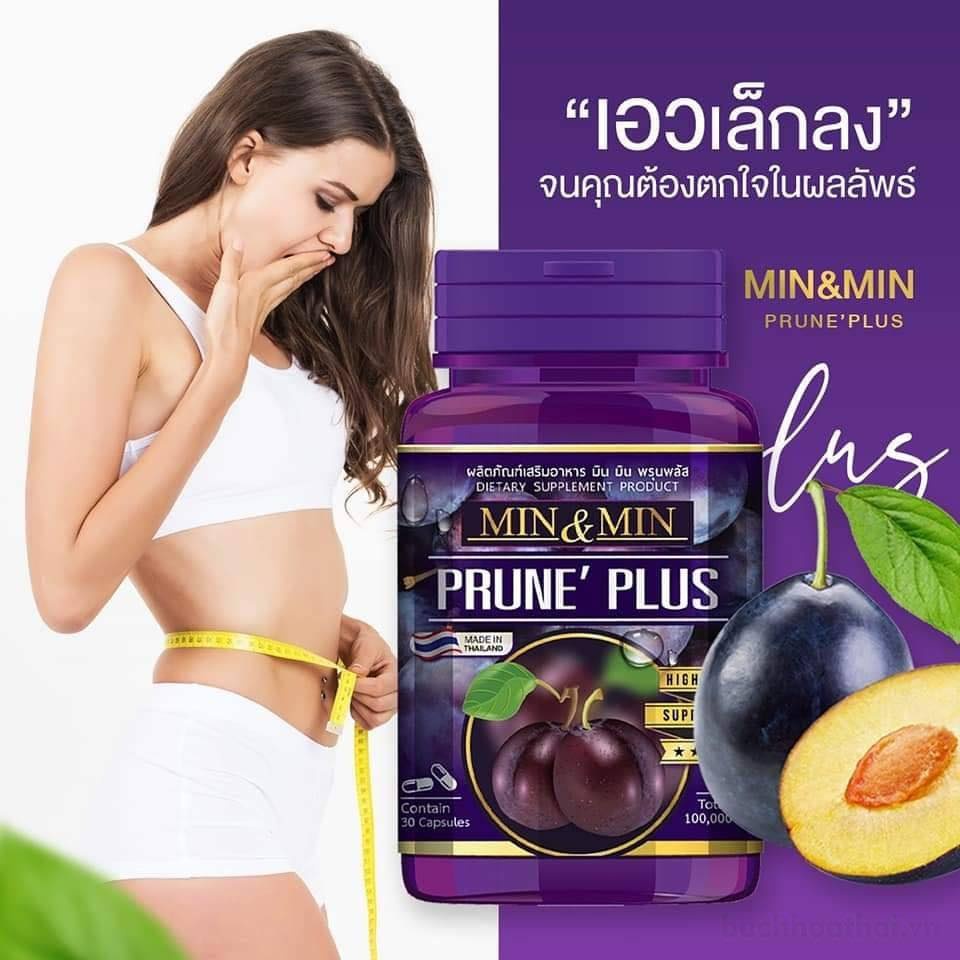 Sản phẩm như ảnh-Viên uống tan mỡ bụng Min & Min Prune Plus Thái Lan