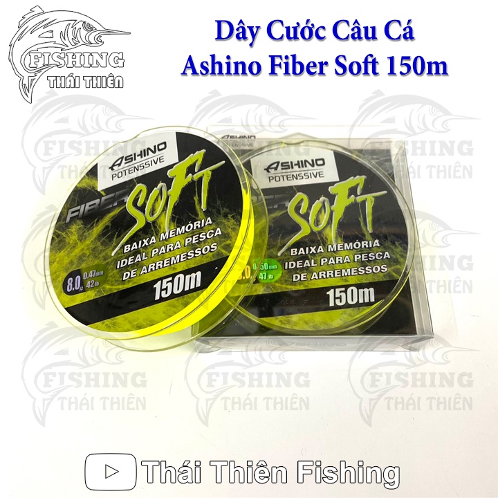 Dây Cước Câu Cá Siêu Bền Ashino Fiber Soft Cuộn Dài 150m Màu Vàng 100% Nylon