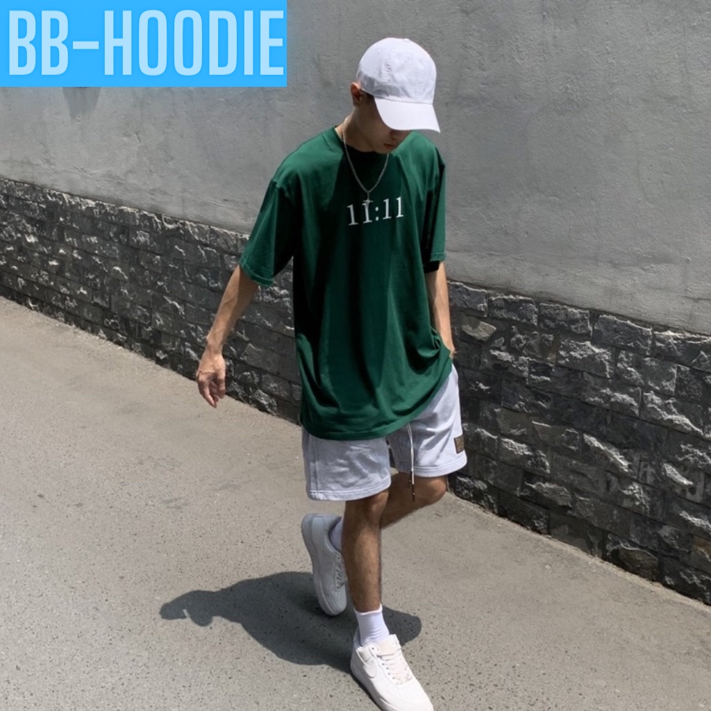 Áo Thun Unisex YOUNG GREEN in 11:11 Màu Xanh lá và Đen chất liệu 100% Thun Cotton - Áo thun form rộng tay lỡ local brand