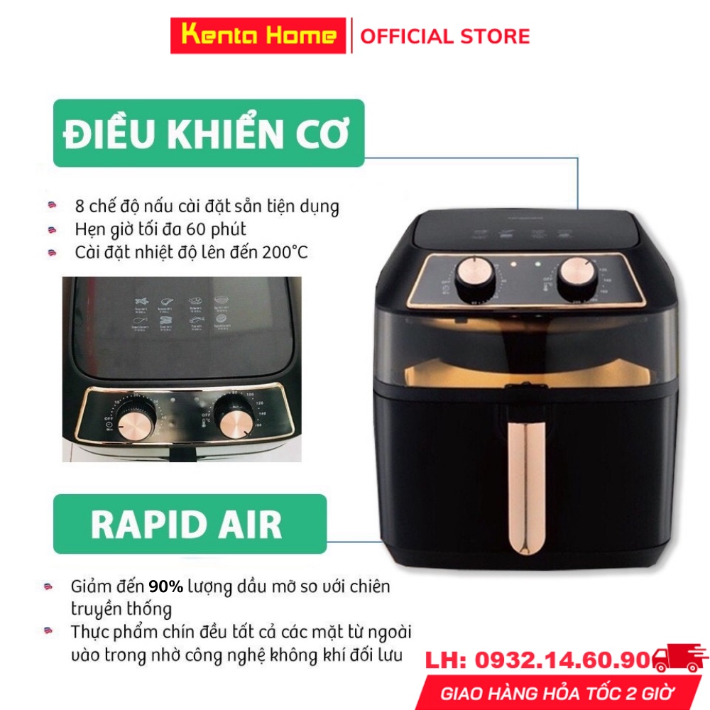 Nồi Chiên Không Dầu Nineshield Chính Hãng Dung Tích 10L, 10.5L Công Nghệ Nhật Bảo Vệ Sức Khoẻ Loại Bỏ Dầu Mỡ - BH 1 Năm