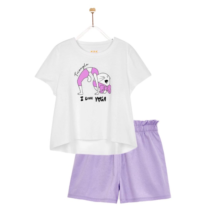 Bộ đồ Mặc Nhà Ngắn Tay M.D.K cho bé gái-  I Love Yoga M.D.K - chất liệu Jersey Cotton mềm mại, thoáng mát