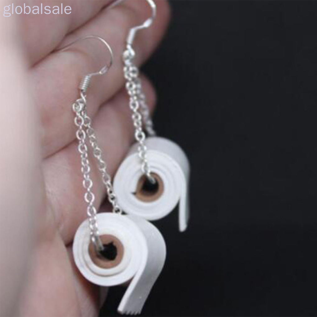 Khuyên tai móc hợp kim thiết kế hình giấy vệ sinh độc đáo dành cho nữ