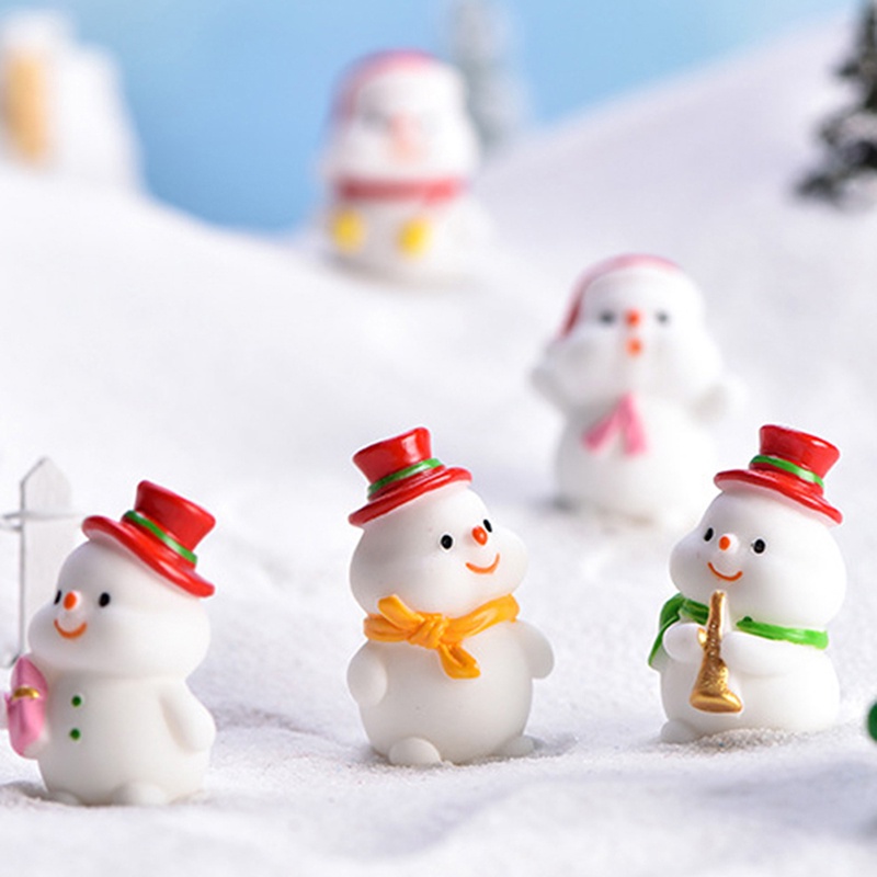 Set 4 Mô Hình Ông Già Noel / Người Tuyết Mini Bằng Nhựa Resin Trang Trí Cây Thông Giáng Sinh Diy