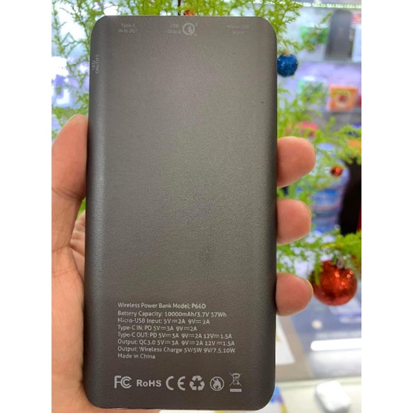 Fulbox - Pin Sạc Dự Phòng Không Dây Xmobile P66d Polymer 10.000mAh Type C PD QC3.0 Xmobile