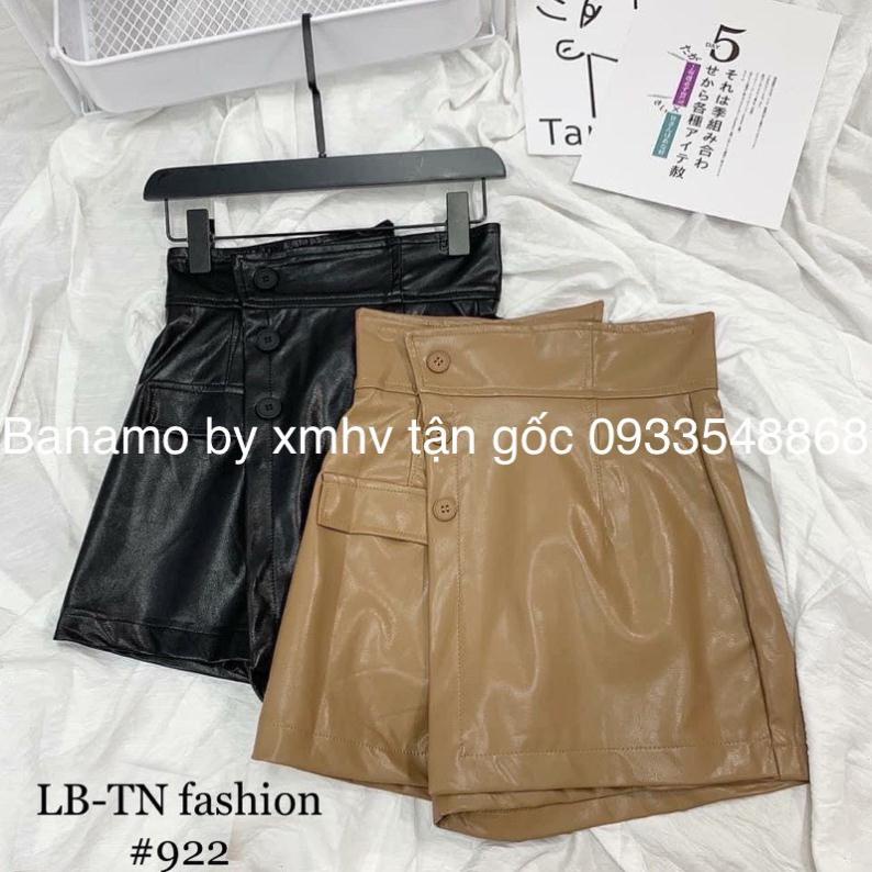 QUẦN VÁY DA MÀU ĐEN NÂU HOT HIT HIỆN ĐẠI THỜI TRANG BANAMO FASHION quần da 3 khuy 693